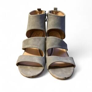 Grey suede open toe sandals